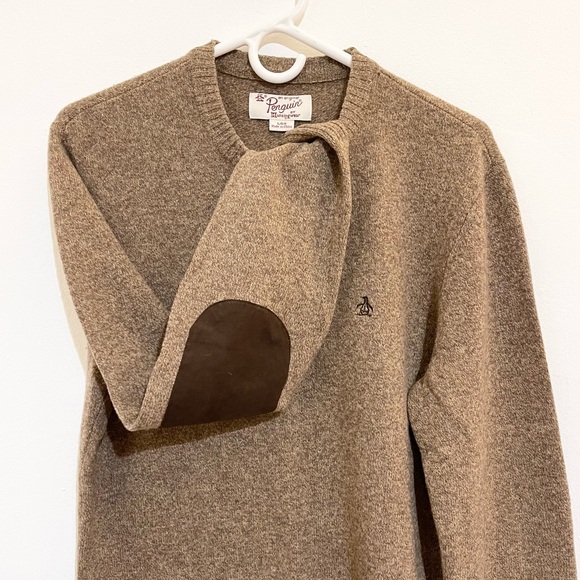 Original Penguin Other - Original Penguin men’s tan/light brown 100% lambs wool sweater w elbow patches